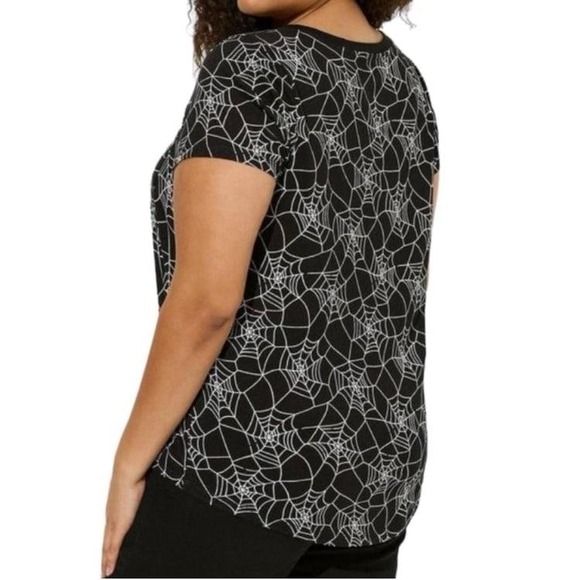 TORRID Spider Web Print Heritage Slub V-Neck Cotton Tee NWT Size 4X - Picture 6 of 8